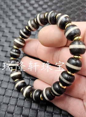 包浆线型天珠老型珠玉石手链