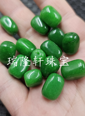 碧绿色干青色随型珠玉石散珠