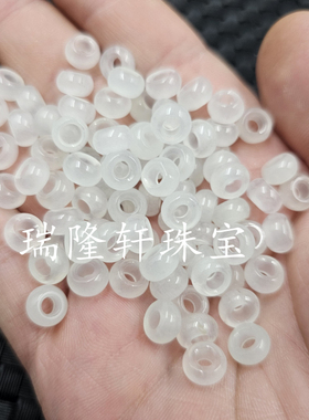 新疆和田白玉大孔珠玉石散珠