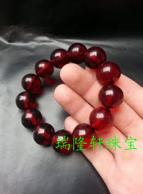 新款半透明血泊圆珠手链人造琥珀