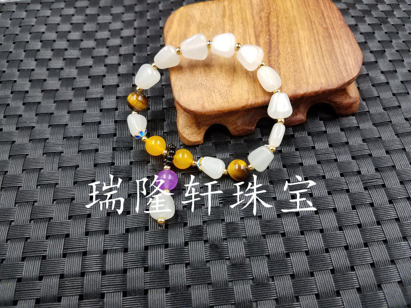 高档精美天然玉石a货和田玉手链景泰蓝配件手链 白玉手链玉石手串 - 图3