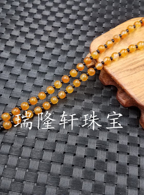 高档精美仿蜜蜡圆珠挂件绳6毫米琥珀圆珠项链绳珠链绳毛衣链