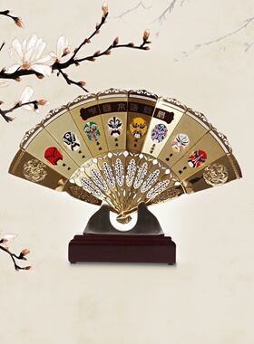 传统京剧脸谱折扇金属工艺扇旅游