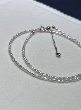 休闲ins风格，2-3mm的澳白野生珠珠链，澳白keshi短颈链配链