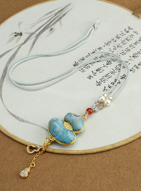 非遗仿宋锦双面葫芦新中式项链