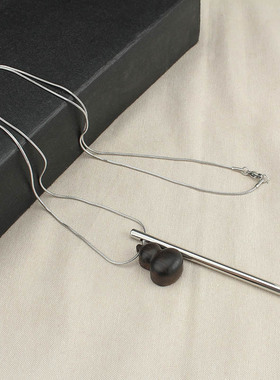 简约几何方条檀木项链女复古配饰