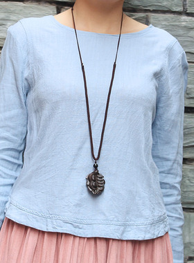 项链民族风小木鱼棉麻衣服挂件