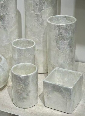 法式中古球形贝壳花器样板间售楼处会所客厅家居软装饰品创意花瓶