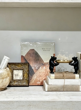 YOU物家 法式现代样板房书房柜体艺术挂画玉石摆件软装家居