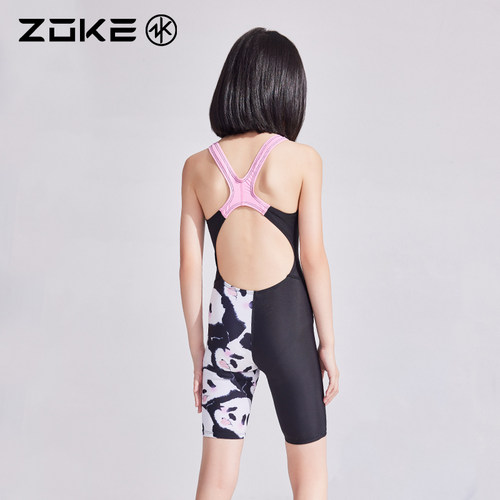 洲克儿童泳衣女孩五分短裤熊猫zoke训练比赛竞速中大童速干游泳衣 - 图1