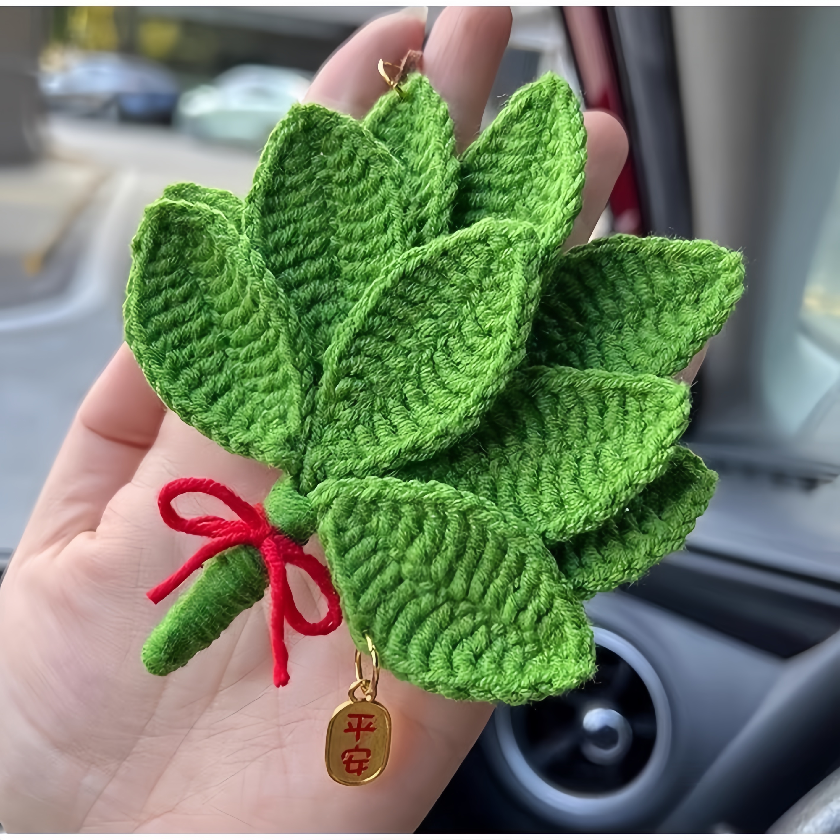 赵露思同款去hui气手工毛线钩织成品柚子叶包包挂件挂饰钥匙扣 - 图2
