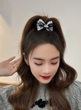 小香风蝴蝶结丸子头发夹高级感