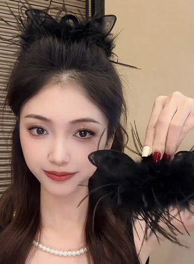 猫耳朵羽毛抓夹女2026新款发卡