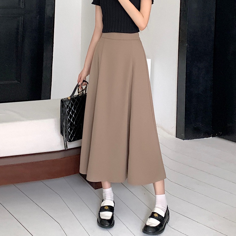 夏季女装批新款发百搭大码高腰大摆A字伞裙气质垂感中长款半身裙 - 图0