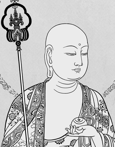 地藏王菩萨描金唐卡|静心减压|佛像涂色线稿|DIY手绘填色装饰画 - 图2
