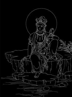 DIY观音佛像手绘装饰描金画稿
