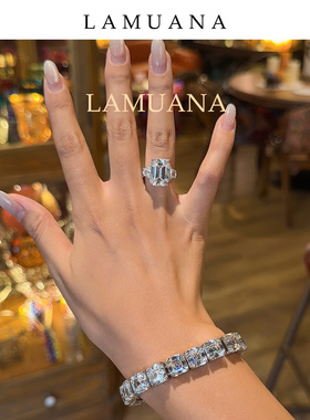 LAMUANAD级色泽白方糖系列高级轻奢s925银锆爆闪手链送礼女85124