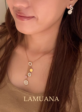 LAMUANA泡泡珐琅彩流苏项链小众复古精致彩色颈链锁骨链女22096