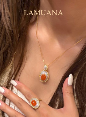 LAMUANA【轻奢彩宝】天然南红玛瑙星盘系列S925银红色项链94935