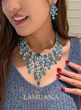 LAMUANA蓝灵藤项链高级奢华复古感极繁重工礼服配饰礼物女12837