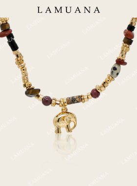 LAMUANA吉象编织天然石项链小众设计感红色颈链毛衣链新年72896