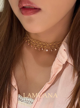 LAMUANA意式彩虹蕾丝项链复古重工编织高级短款choker礼物女95833