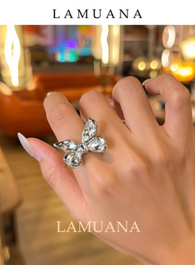 LAMUANA银色蝴蝶结戒指食指戒小众设计感可爱复古感百搭礼物87425
