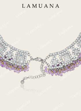 LAMUANA幻紫花园项链小众设计感重工满嵌choker奢华感颈链女78799