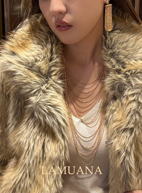 LAMUANA鎏金溢彩金色多金线项链复古毛衣链性感颈链礼服配饰礼物
