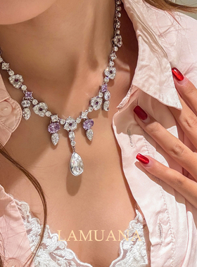 LAMUANA紫罗兰仙子系列奢华复古高级感闪钻礼服项链颈链choker