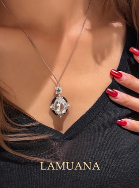 LAMUANA【天然彩宝】巴洛克珐琅彩水晶美学S925银水晶项链99428