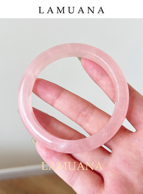 LAMUANA冰种粉水晶手镯芙蓉石水晶玉镯子粉晶爱情手链生日礼物