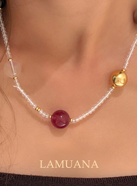 LAMUANA【轻奢彩宝】多宝水晶项链高级天然彩色水晶串珠颈链98728