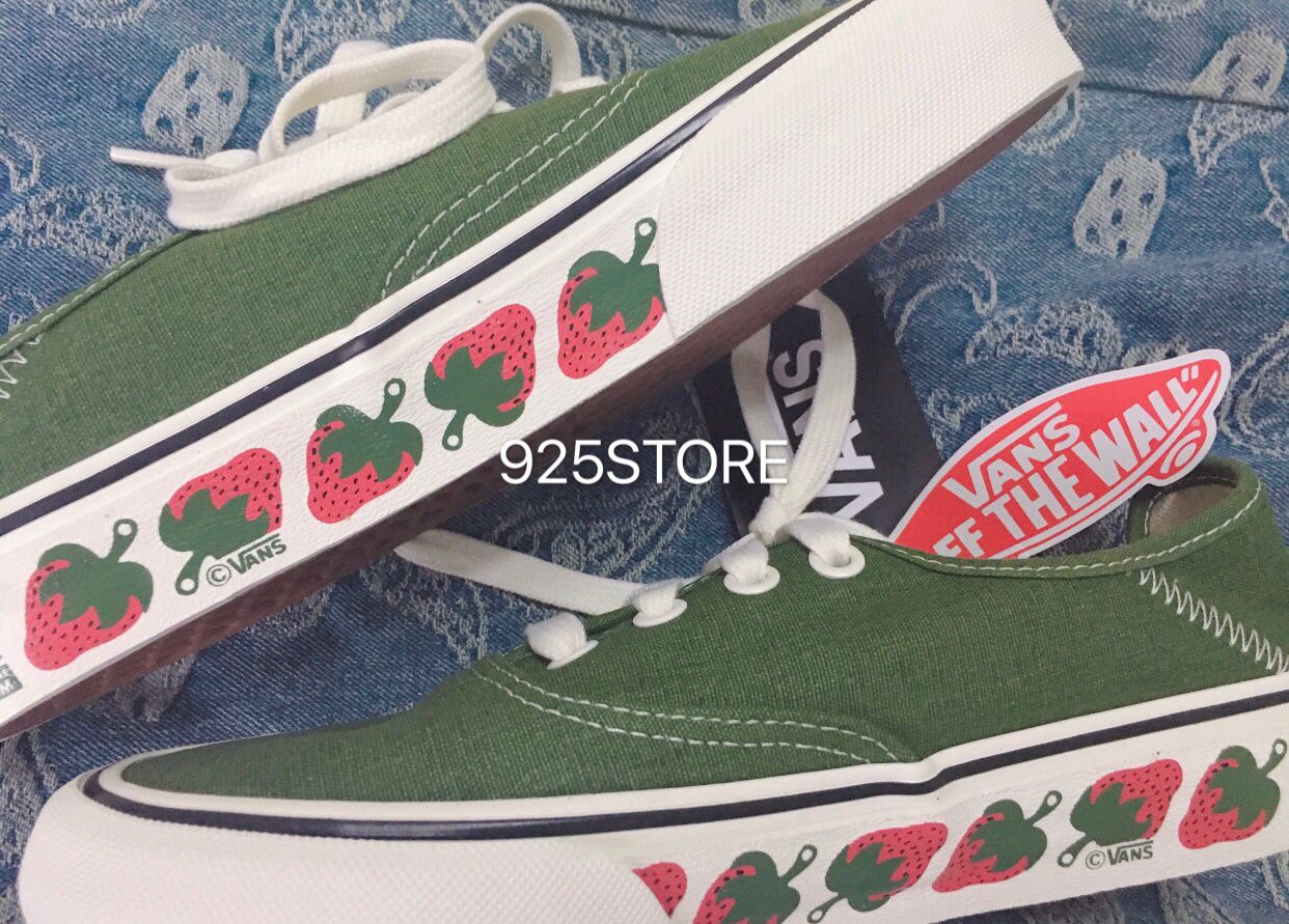 VANS Authentic绿色橙色草莓橘色印花低帮男女情侣鞋 VN0A3MU6VL9 - 图0