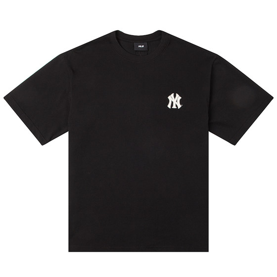 MLB black presbyopic short-sleeved men and women new NY big logo on the back couple tops sports T-shirt 3ATSM0653