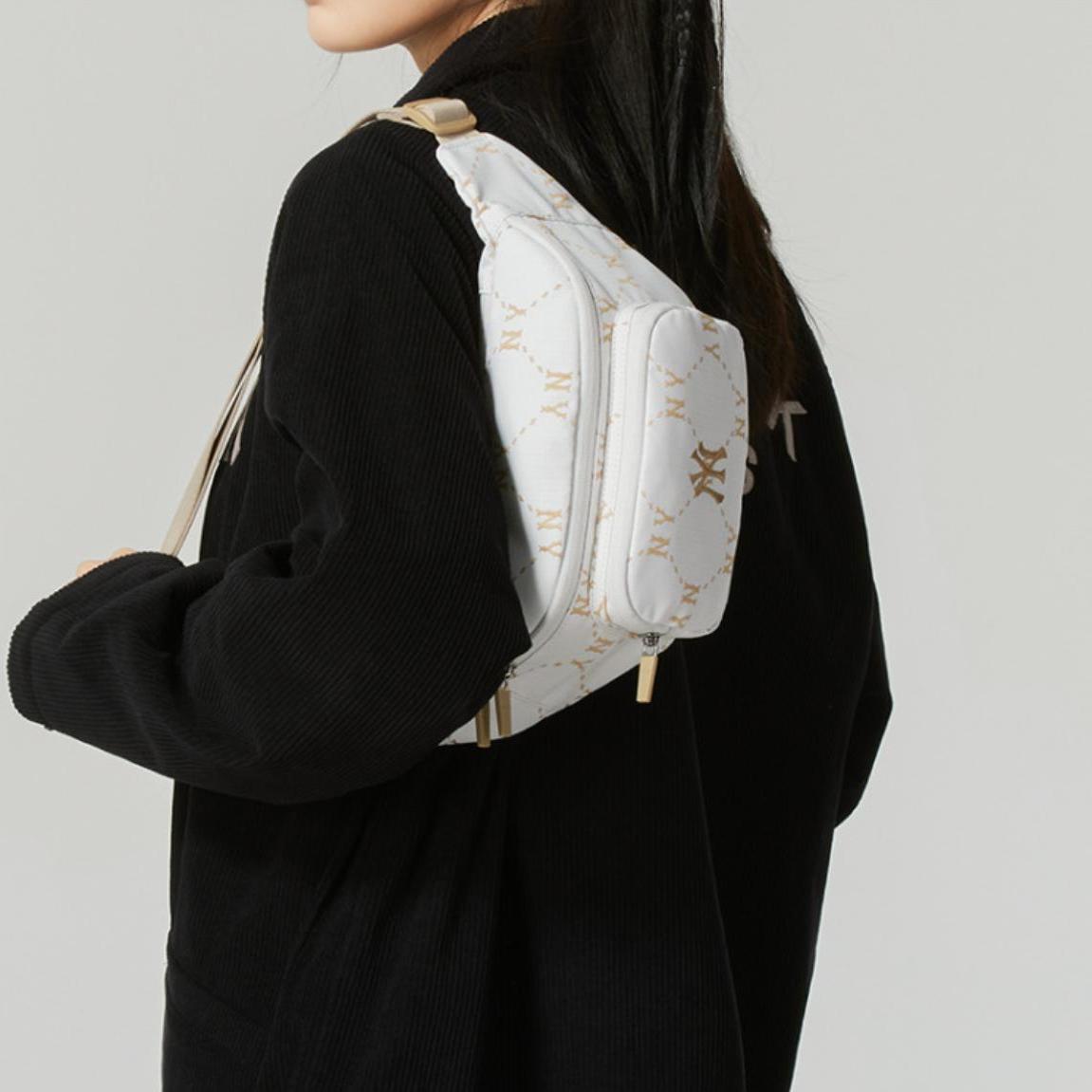 MLB情侣斜挎包男女24年NY老花胸包腰包单肩运动包3AHSM035N/HSM03 - 图1