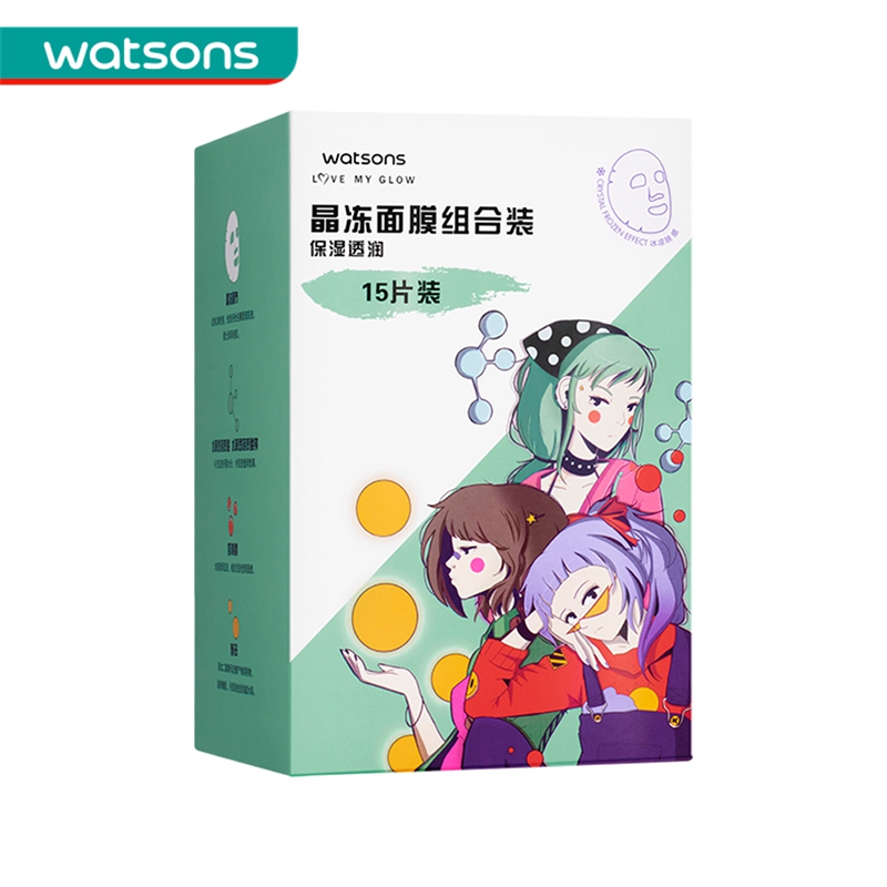 屈臣氏官方旗舰店屈臣氏补水舒缓保湿透润晶冻面膜组合30片装深度滋润锁水女3