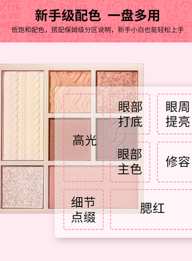 屈臣氏AKF七色综合眼影盘9g新手一盘多用腮红高光修容好晕染