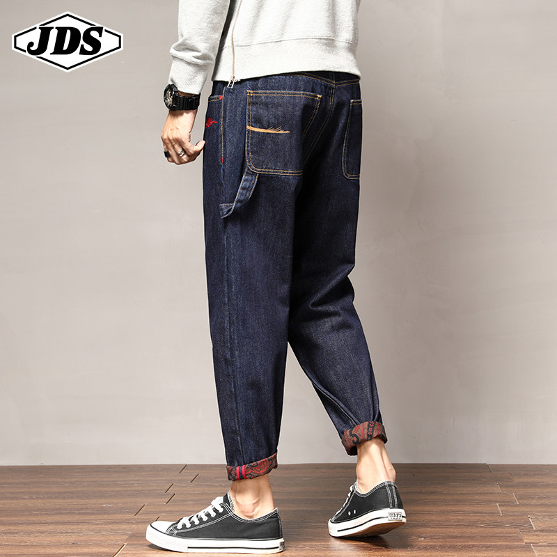 新款工装男士宽松大码秋季小脚裤子 角斗士服饰牛仔裤