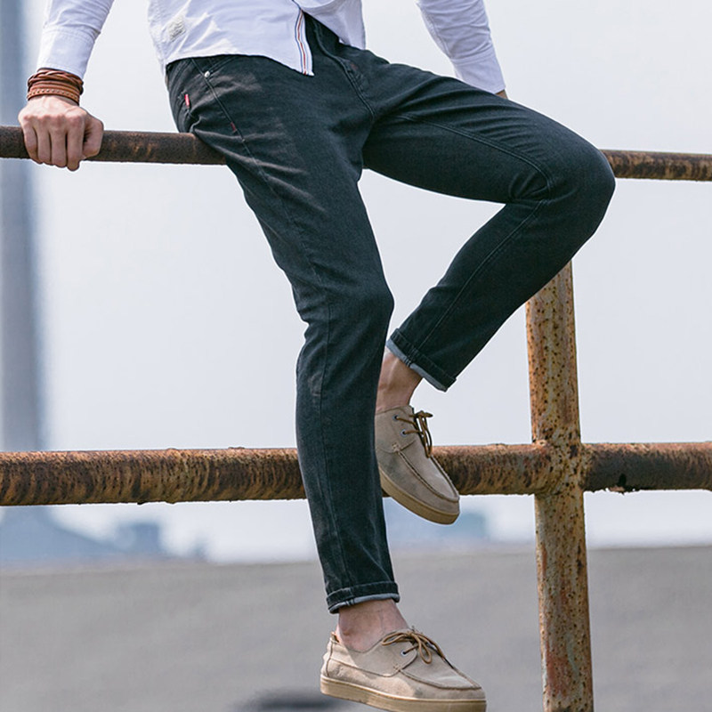 2020春夏洗水男修身9分乞丐牛仔裤 角斗士服饰牛仔裤