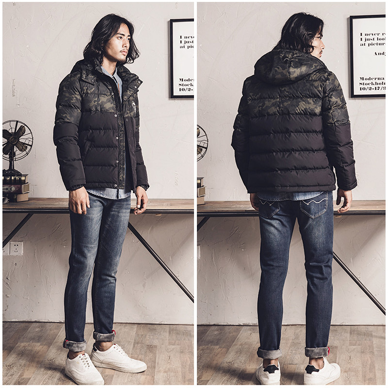 2020迷彩防水男士中长款连帽羽绒服 角斗士服饰羽绒服