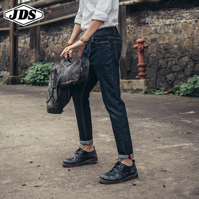 加绒加厚男原黑色弹力小脚牛仔裤 角斗士服饰牛仔裤