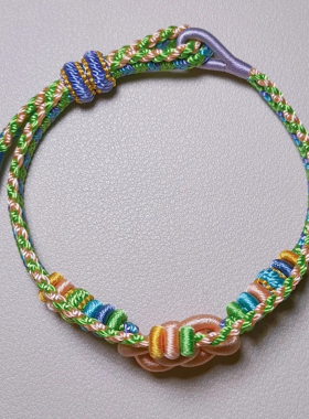 双层叠戴如意结手绳绿色手工编织