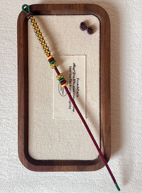 民族风酒红色手绳桃花手工编织绳