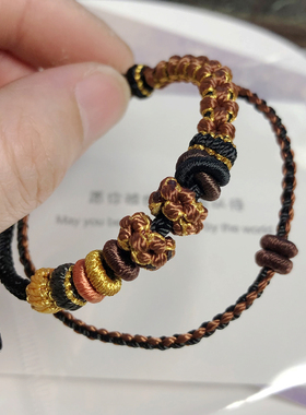 双层桃花手绳编绳可穿珠手链