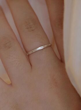 正宗纯手工999足银錾花简约古典纤细素银戒指闺蜜女友礼物