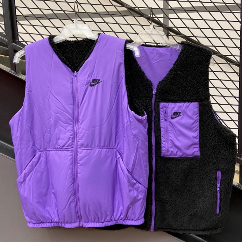 Nike 耐克男子双面穿加绒坎肩马甲羊羔绒保暖棉服 DQ4879-010-133