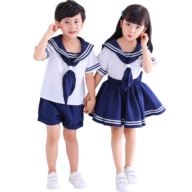 儿童演出服校服jk海军领日系水手服摄影水兵战士演出服女童幼儿园 - 图1