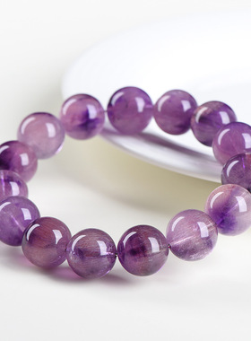 盖亚回声 天然老矿粉紫超七圆珠手链 紫色超七手串 绝美紫晶