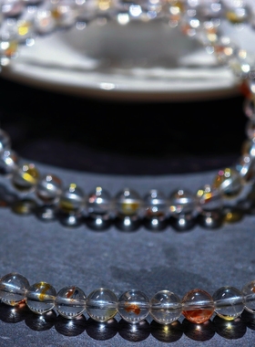 盖亚回声 天然7A级冰体锦鲤胶花手链6mm多圈锦鲤水晶手串 定制款